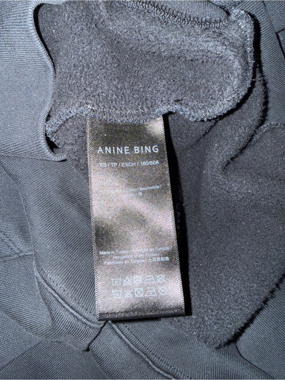 Anine Bing Jaci Black Embroidered 'AB' Letter Patch Hoodie - Picture 3 of 4